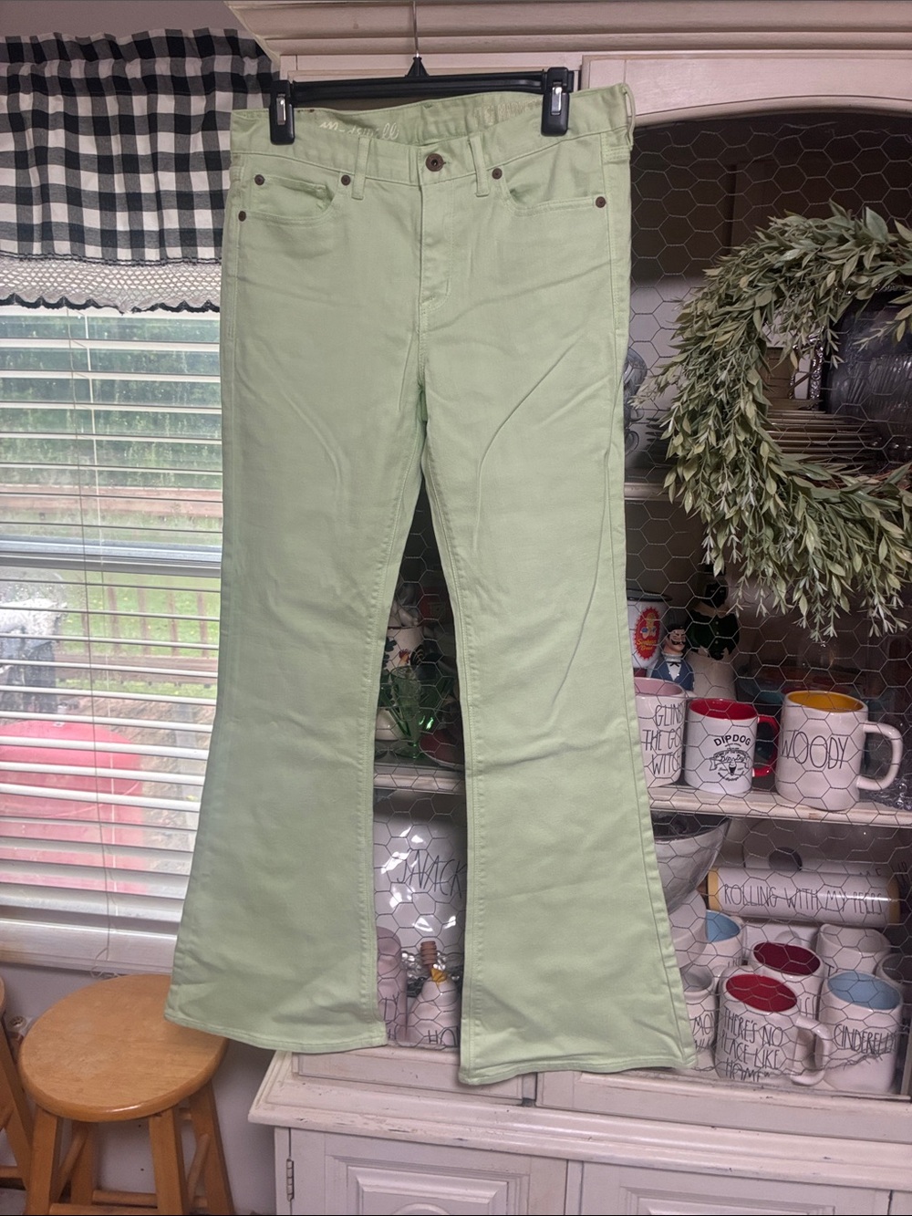 NEW! Madewell Women’s Light Green Flared Jeans